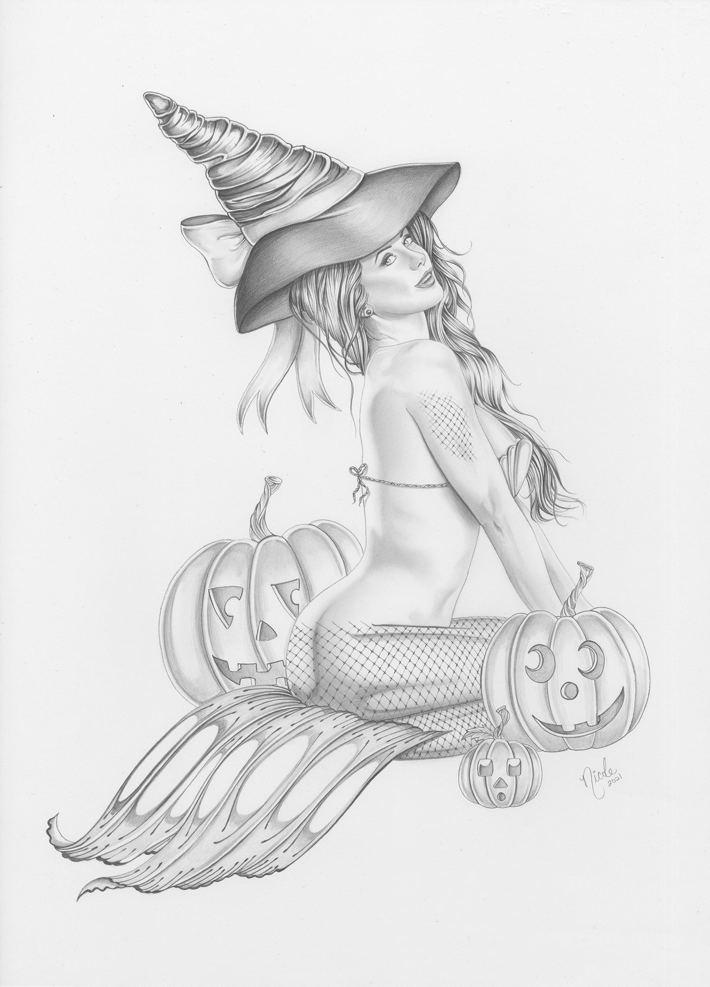 No Tricks, Just Treats 14x17" original artwork by Nicole Brune