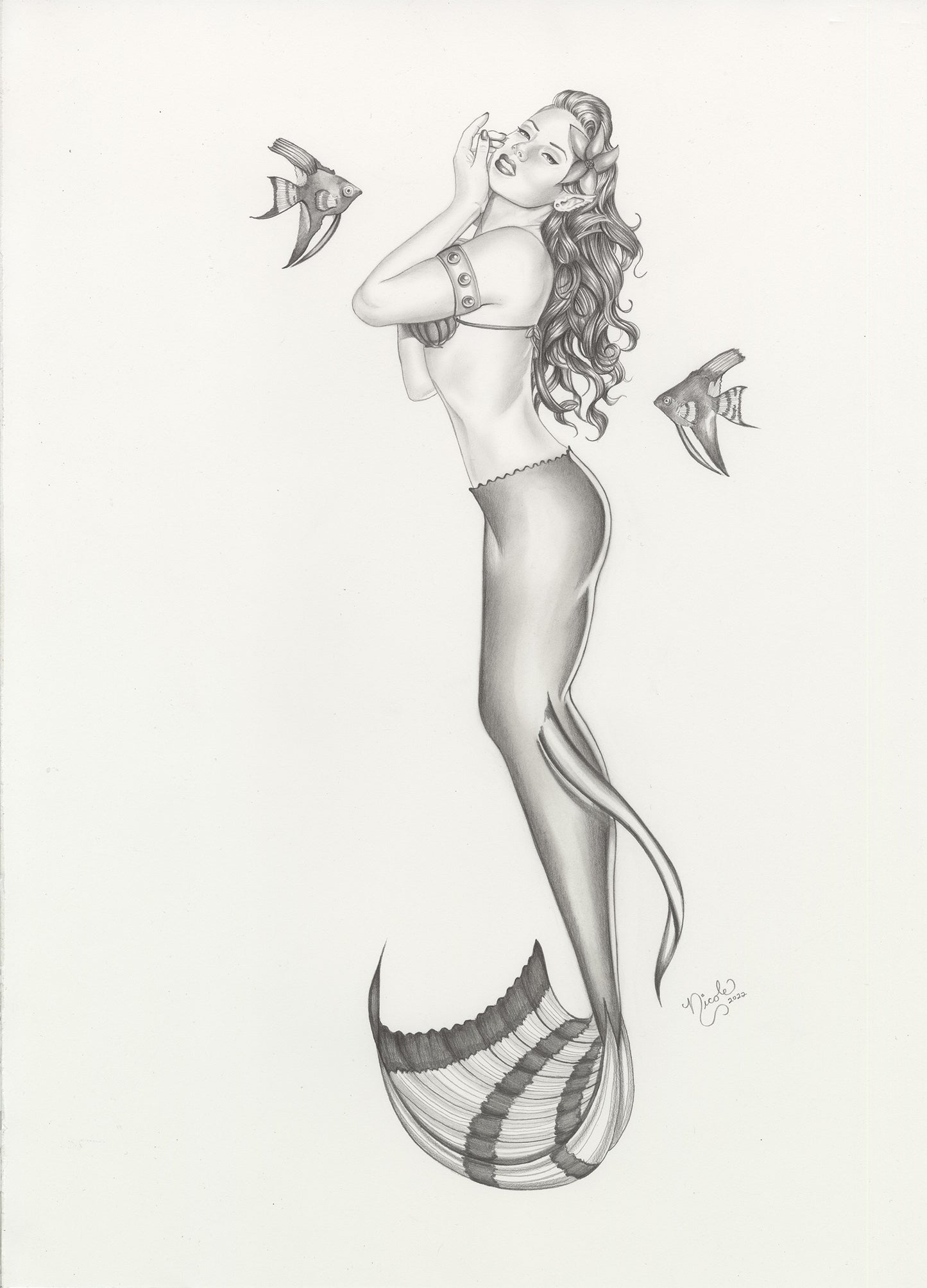 Freshwater Angel 14x17" original artwork by Nicole Brune