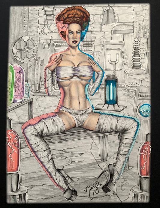 The Bride hand colored print by Nicole Brune