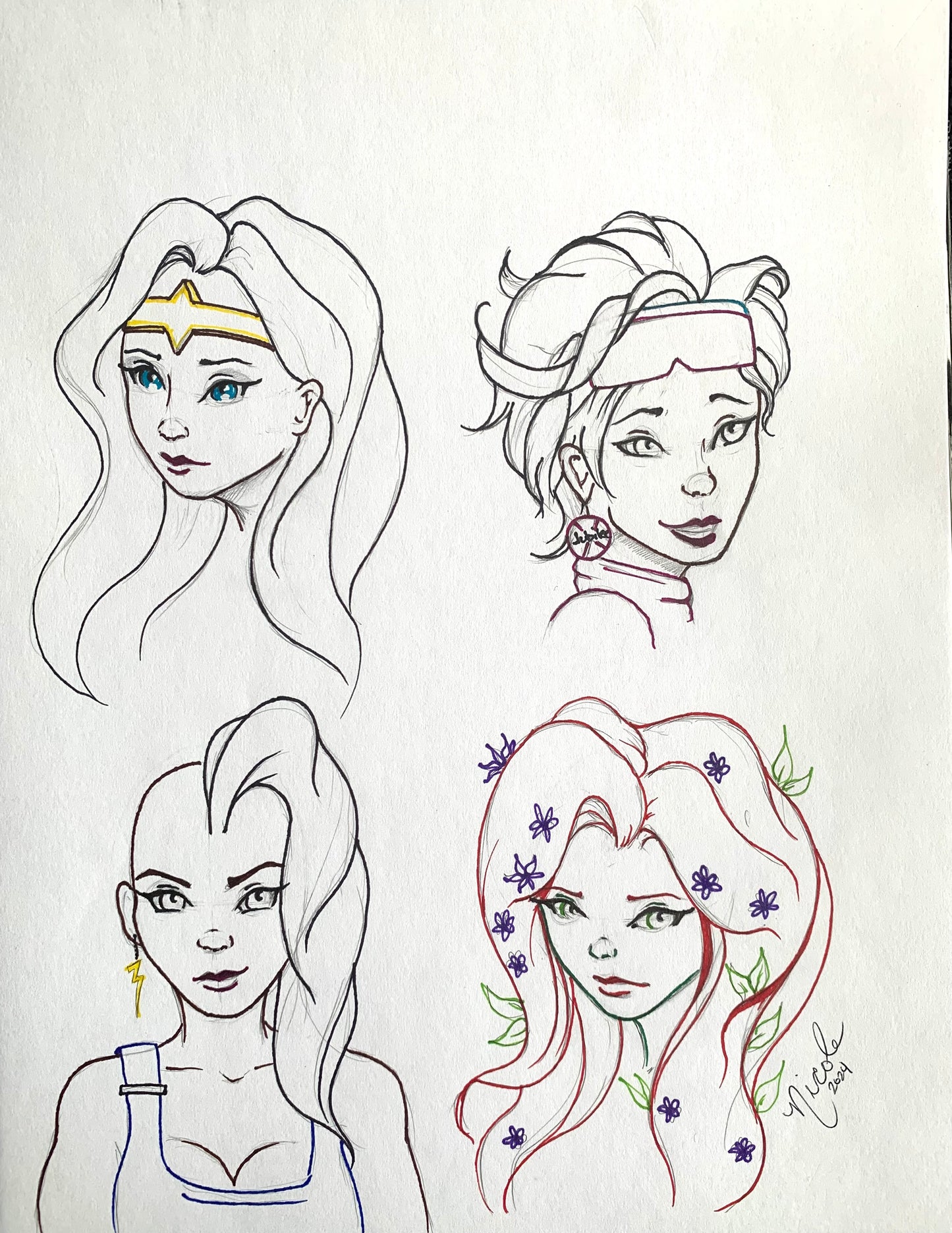 Comic Girls remark sheet original artwork by Nicole Brune