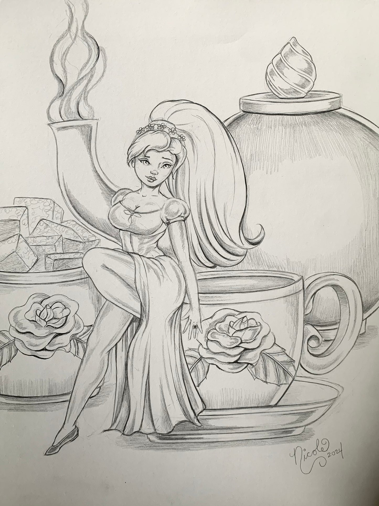 Thumbelina sketch original artwork by Nicole Brune