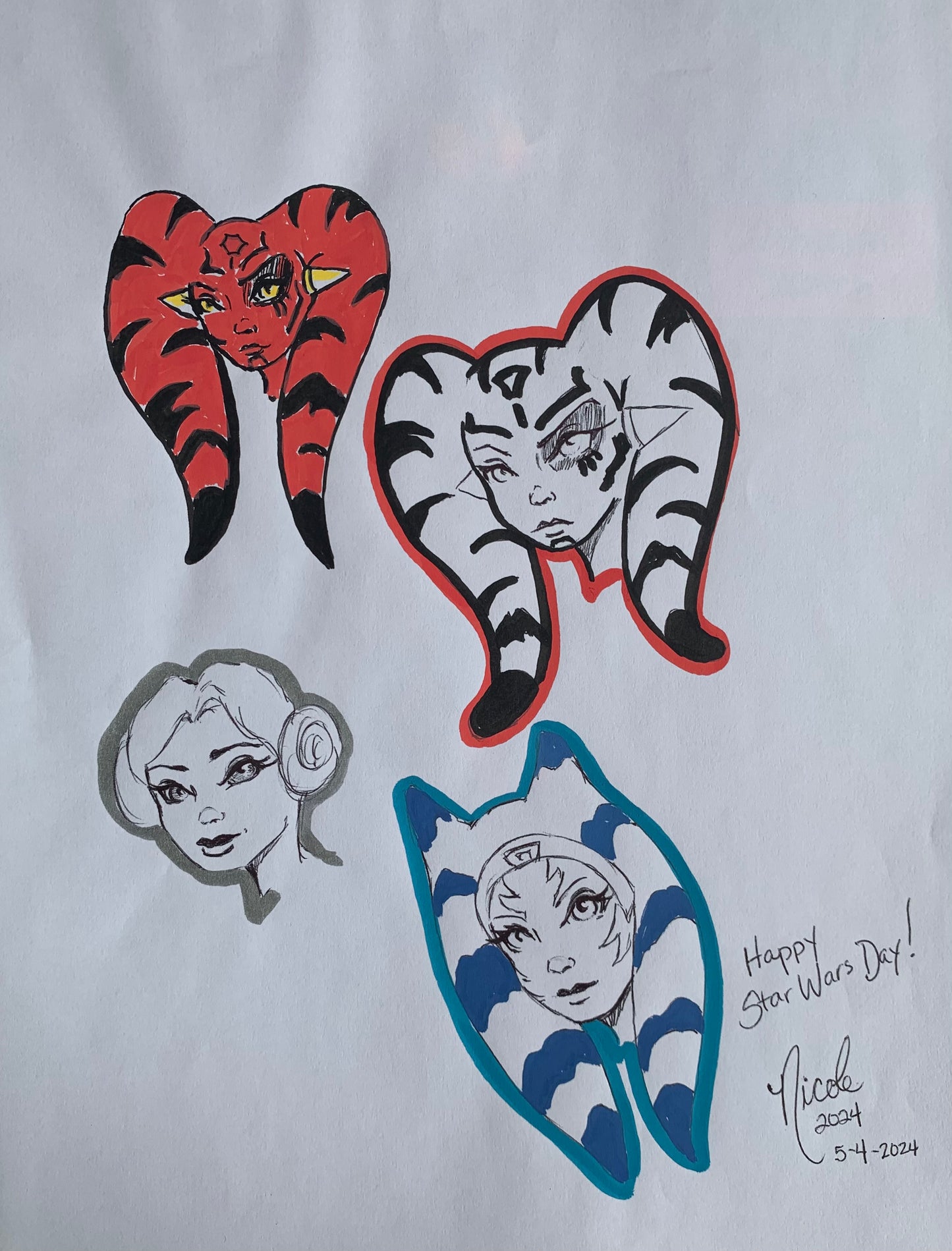 Star Girls remark sheet original artwork by Nicole Brune