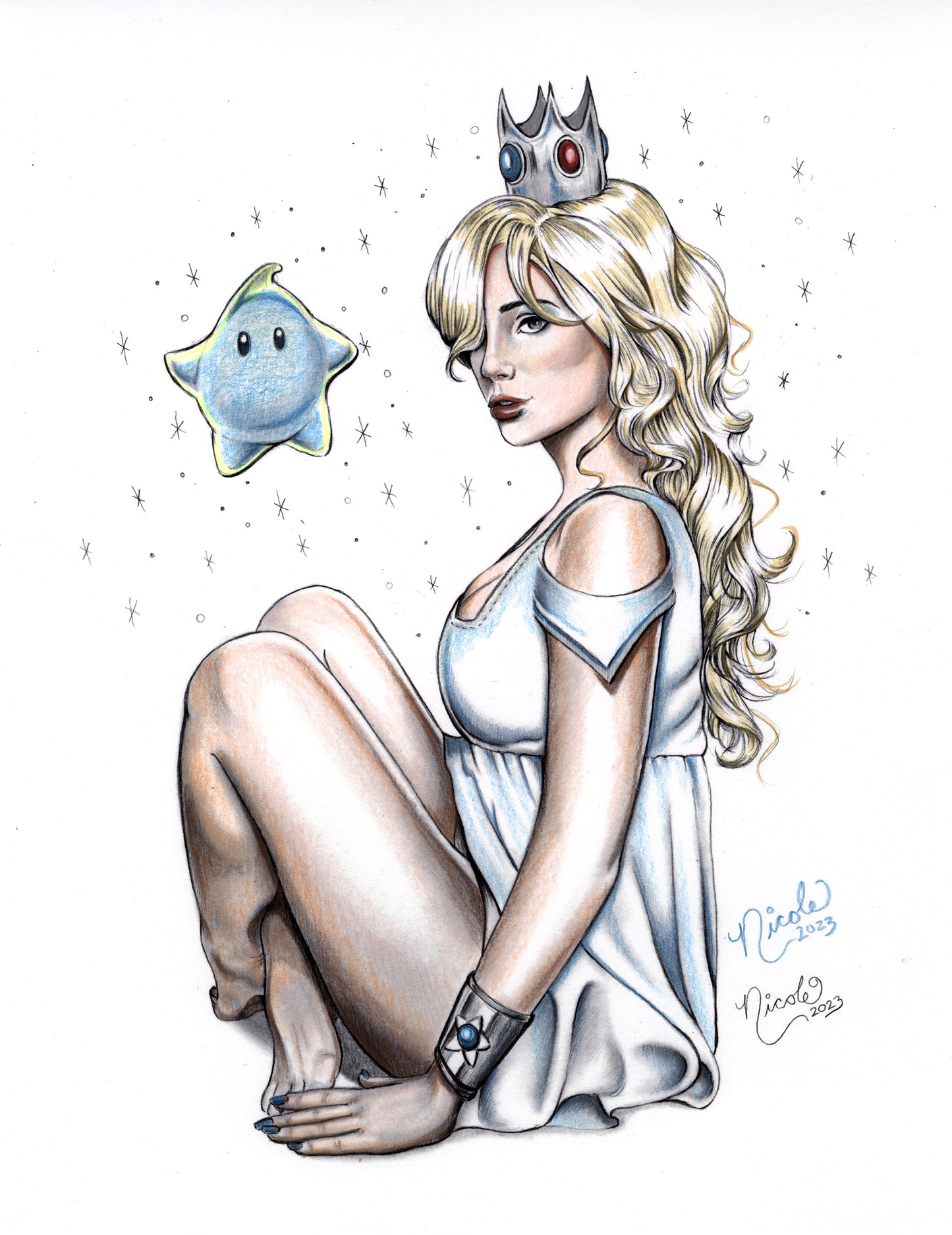 Rosalina hand colored print by Nicole Brune