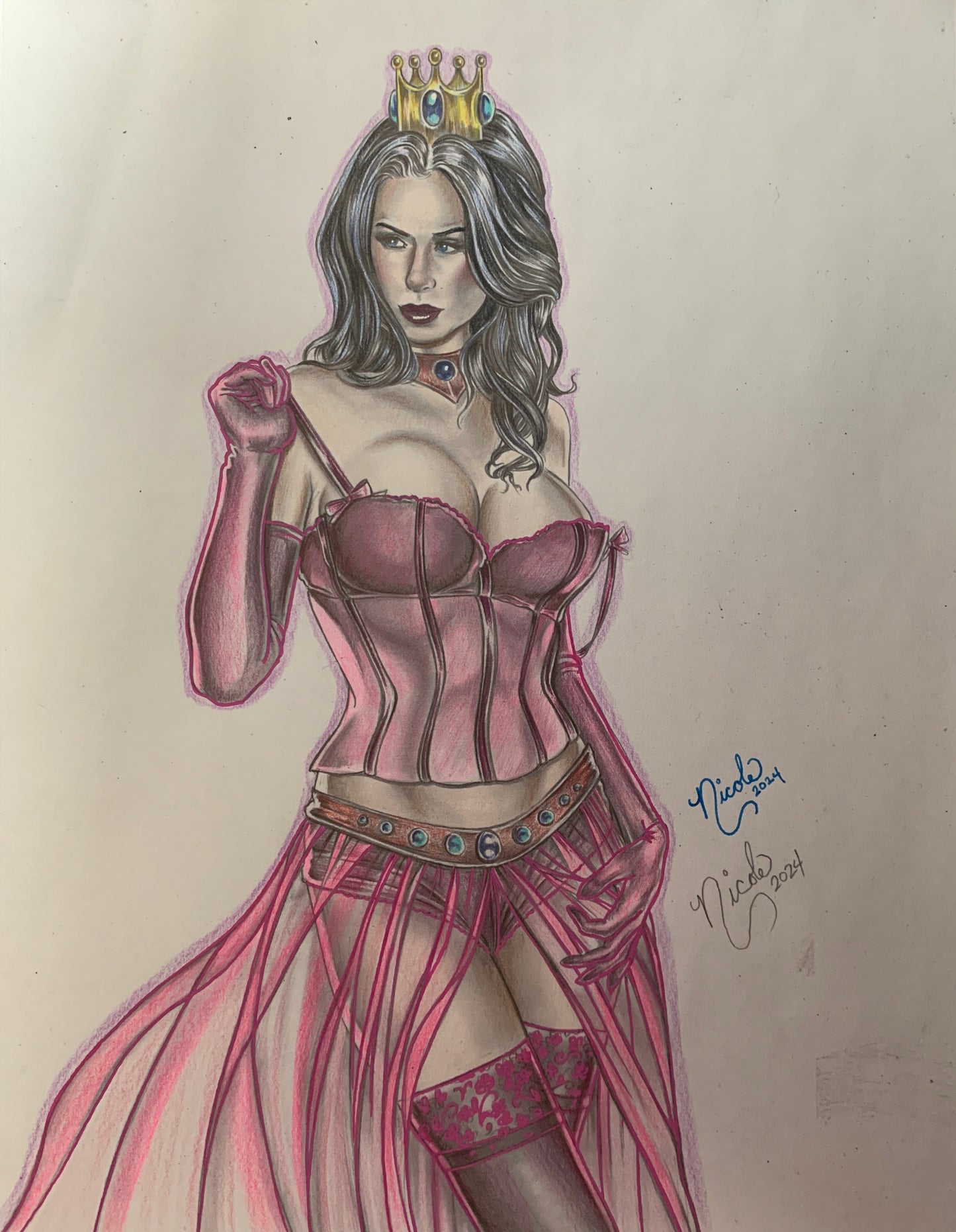 Princess Plum hand colored print by Nicole Brune