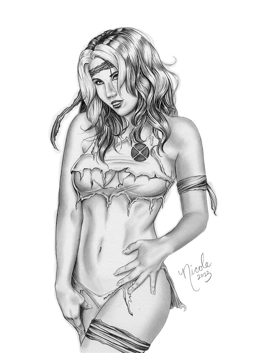 Savage Rogue sketch original artwork by Nicole Brune