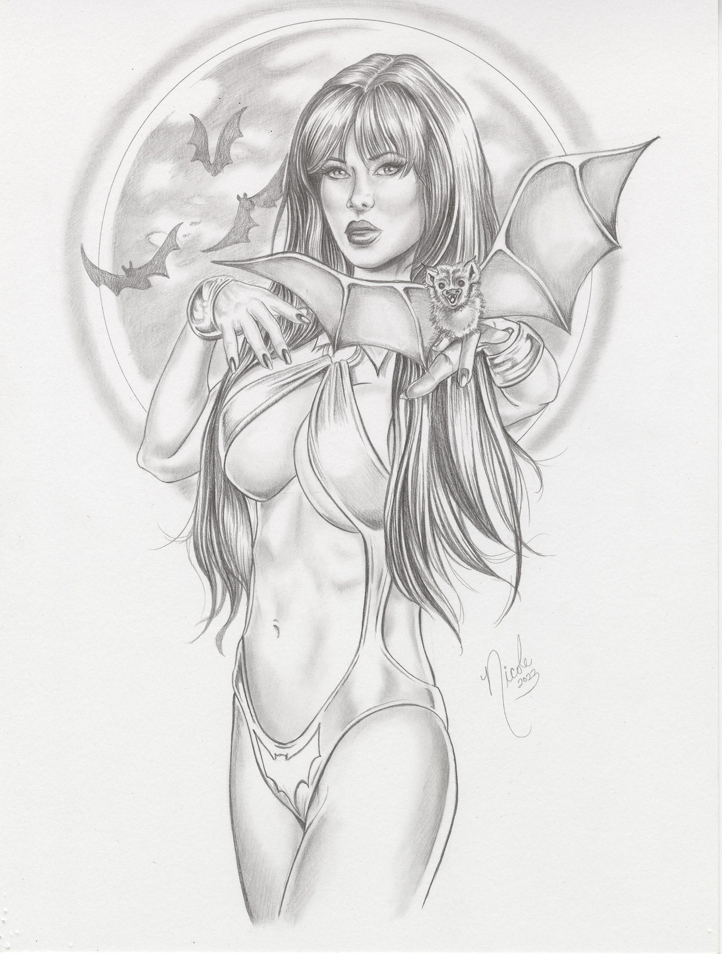 Vampirella sketch original artwork by Nicole Brune