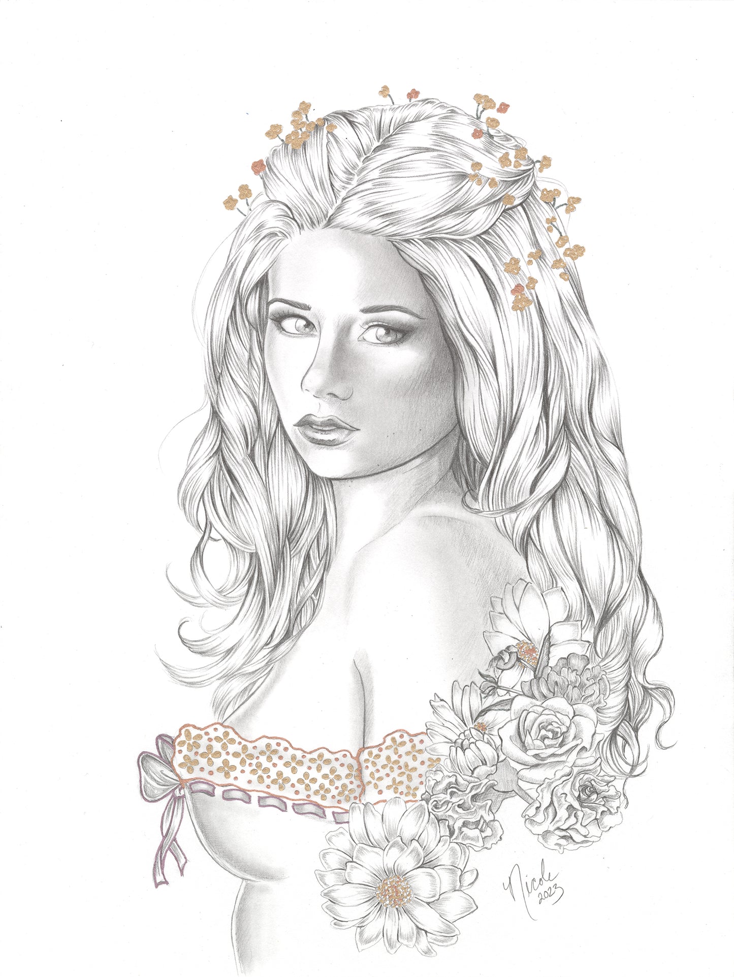 Persephone sketch original artwork by Nicole Brune