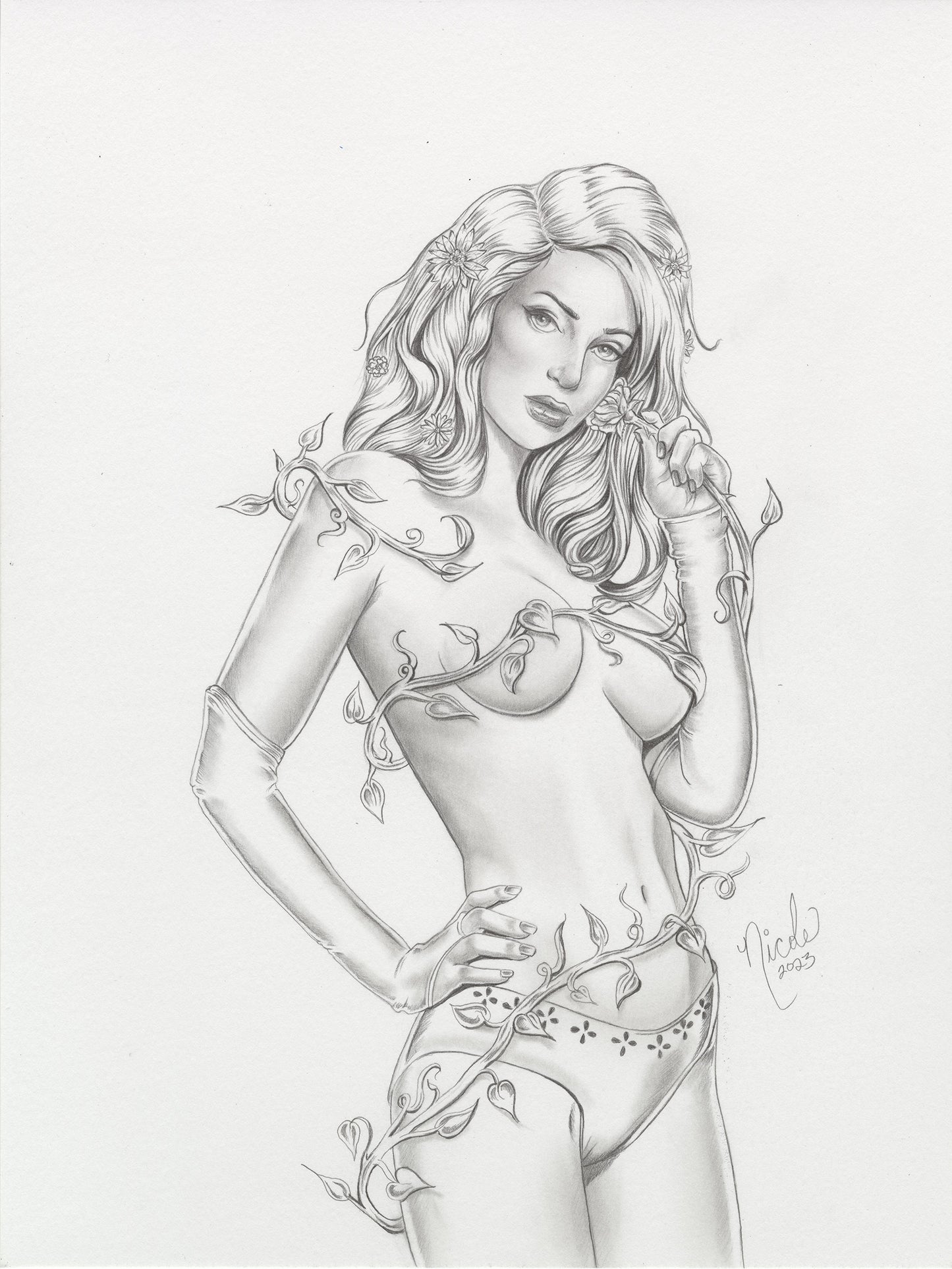 Poison Ivy sketch original artwork by Nicole Brune