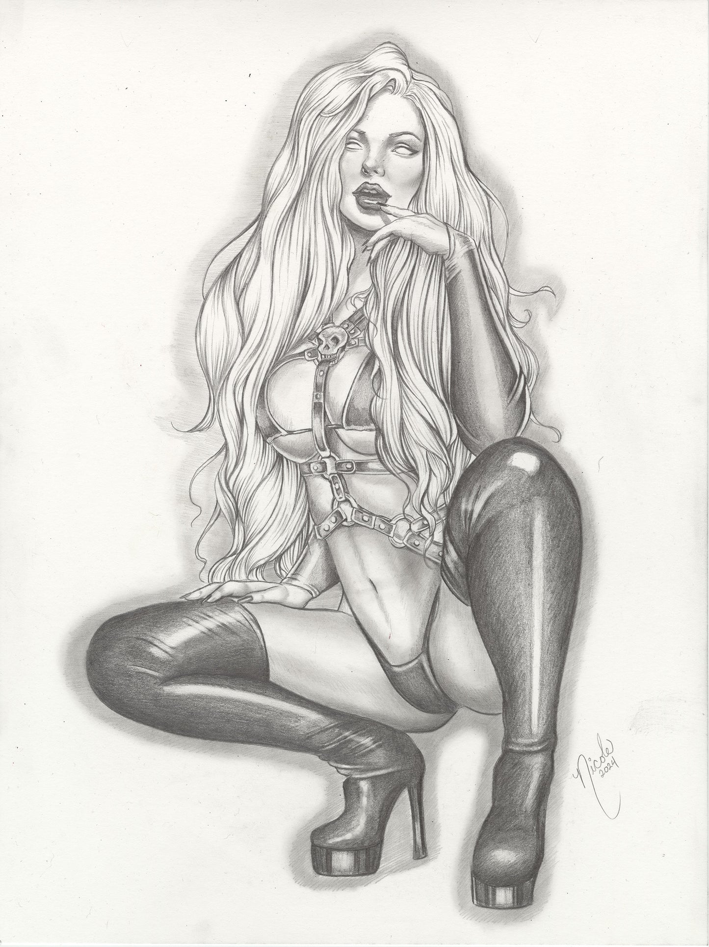 Lady Death sketch original artwork by Nicole Brune