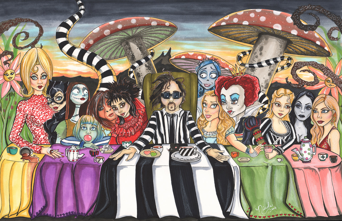 The Last Tea Party 11x17" original artwork by Nicole Brune