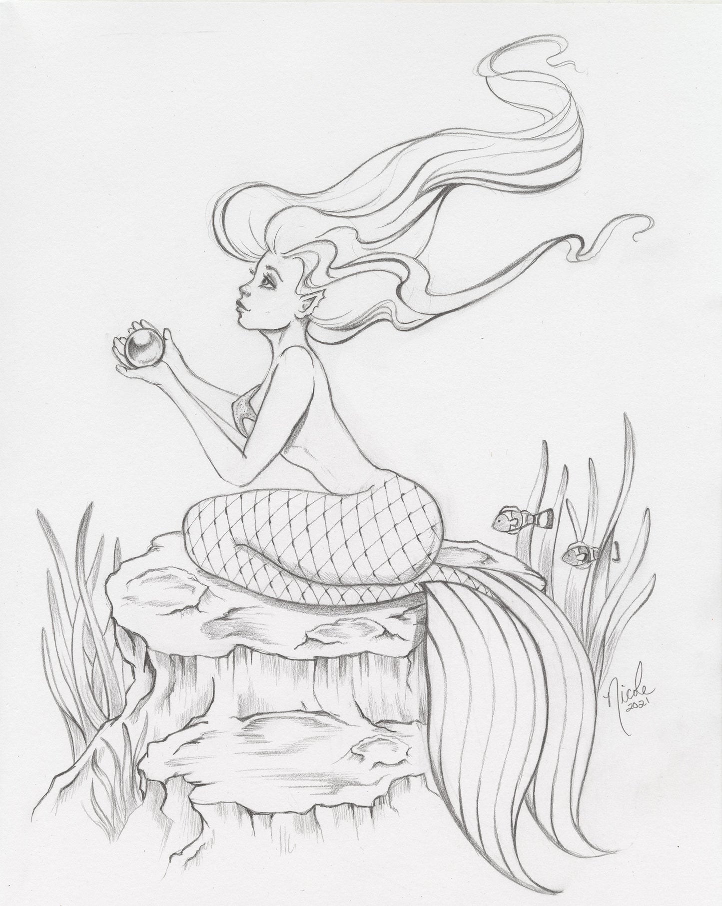 Offering the Pearl cartoon original artwork by Nicole Brune